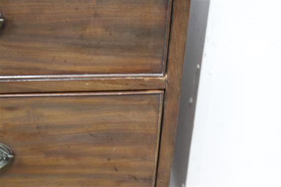 A Regency mahogany chest of three long drawers, W.108cm D.56cm H.89cm